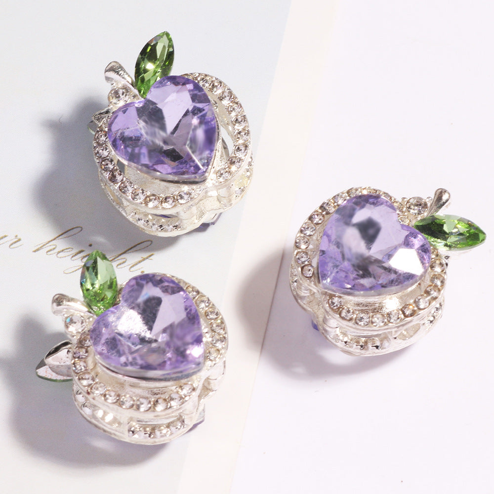 Wholesale Double-sided alloy apple four-hole straight hole loose beads beaded DIY  keychain accessories